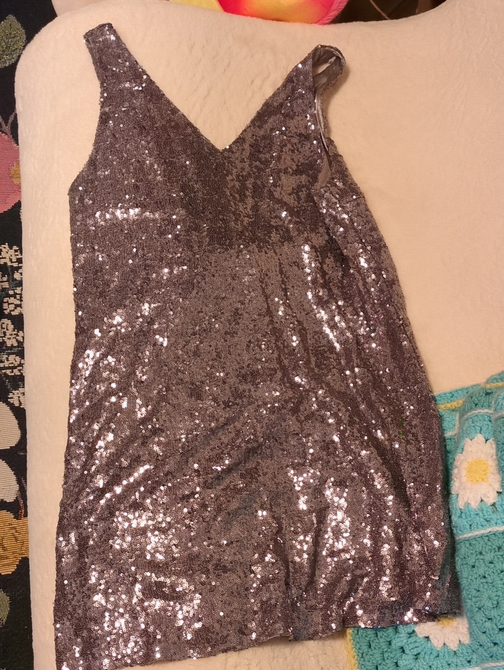 Forever 21 Metallic Mauve Sequin Mini Dress